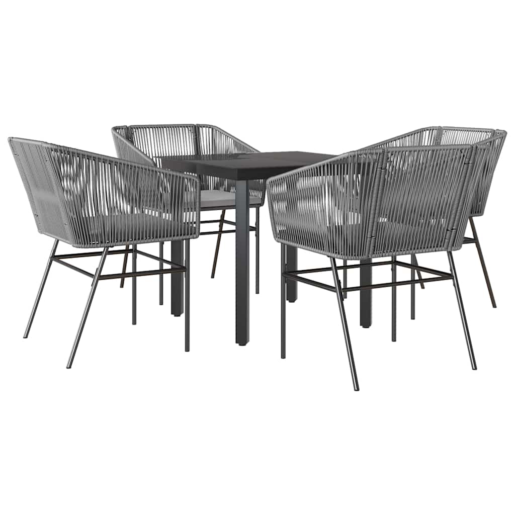 5-delige Tuinset met kussens poly rattan glas grijs is nu te koop bij PeponiXL, paradijselijk wonen!