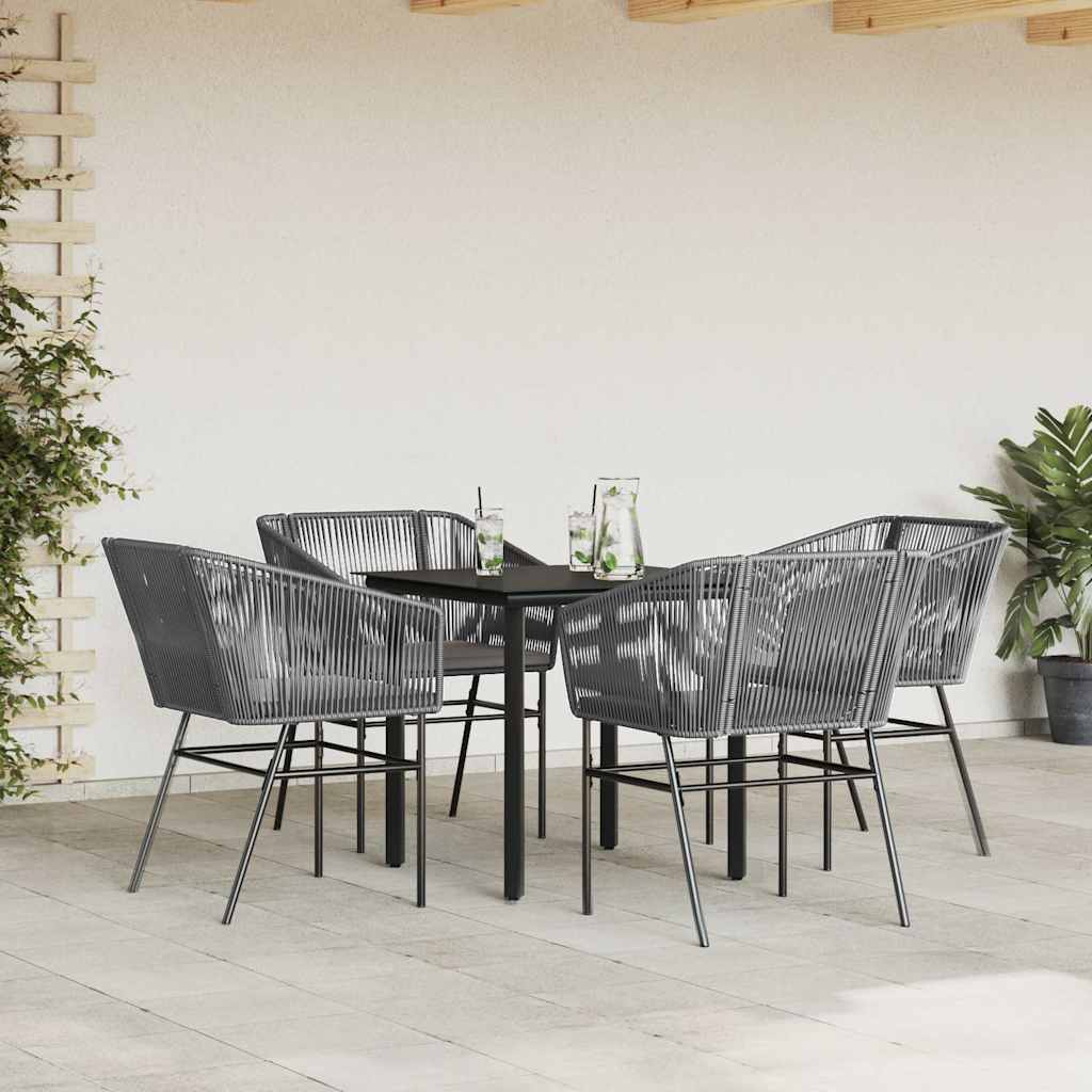 5-delige Tuinset met kussens poly rattan glas grijs is nu te koop bij PeponiXL, paradijselijk wonen!