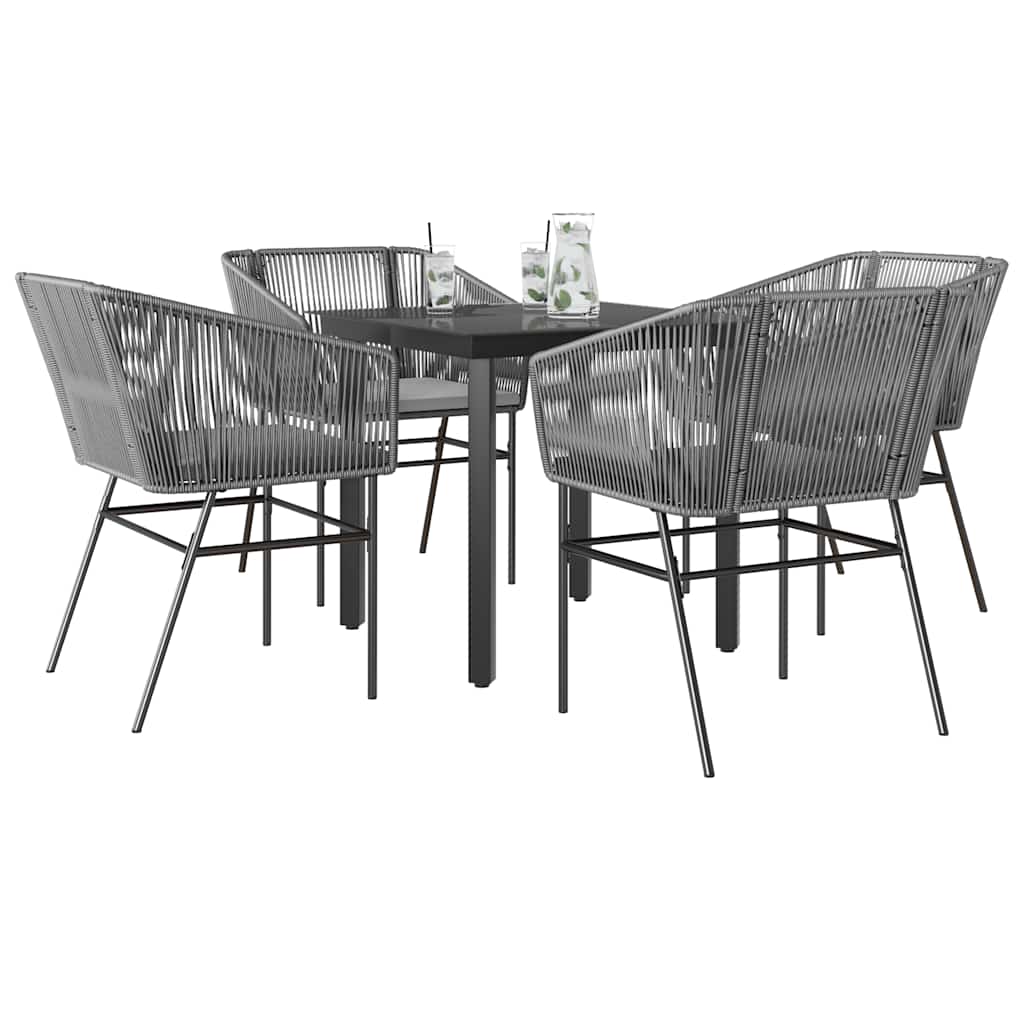 5-delige Tuinset met kussens poly rattan glas grijs is nu te koop bij PeponiXL, paradijselijk wonen!