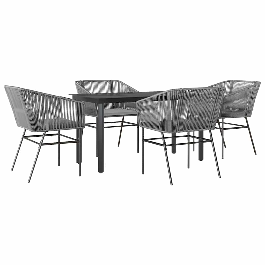 5-delige Tuinset met kussens poly rattan glas grijs is nu te koop bij PeponiXL, paradijselijk wonen!