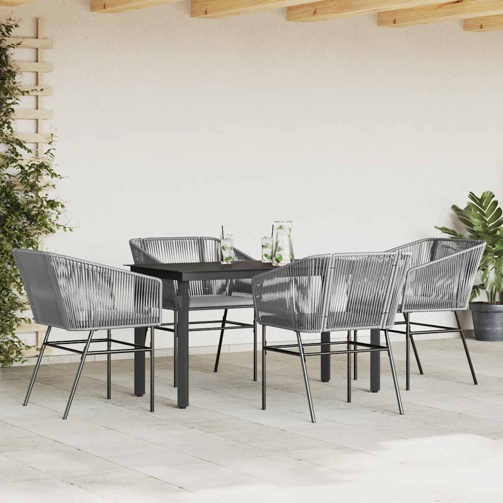5-delige Tuinset met kussens poly rattan glas grijs is nu te koop bij PeponiXL, paradijselijk wonen!
