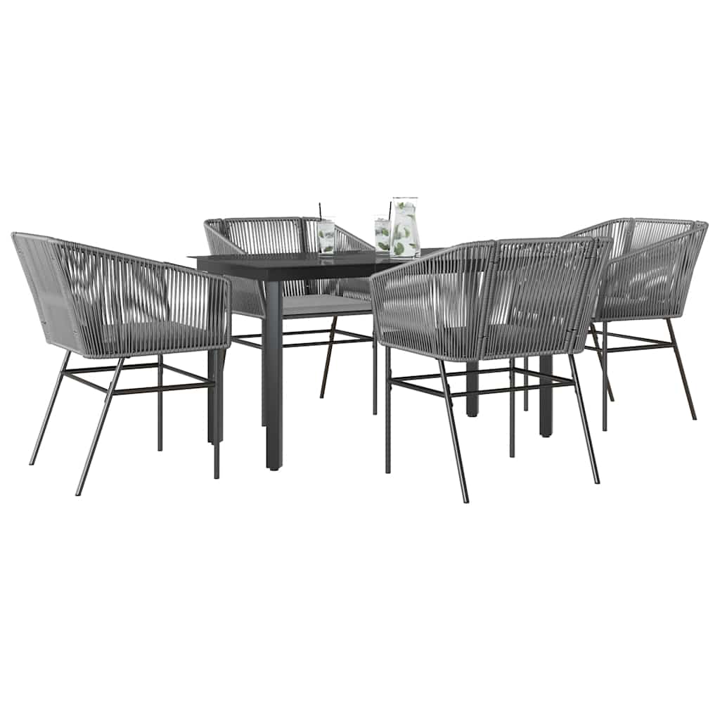 5-delige Tuinset met kussens poly rattan glas grijs is nu te koop bij PeponiXL, paradijselijk wonen!