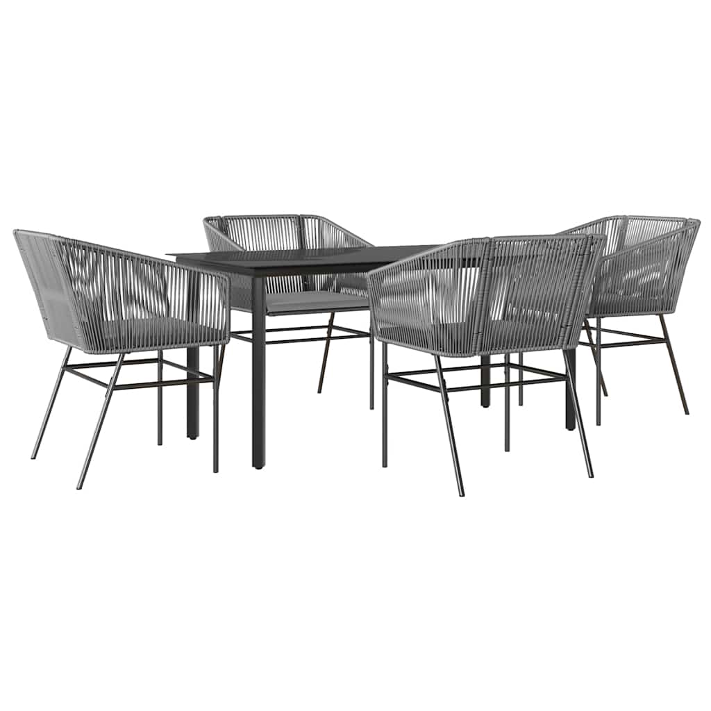 5-delige Tuinset met kussens poly rattan glas grijs is nu te koop bij PeponiXL, paradijselijk wonen!