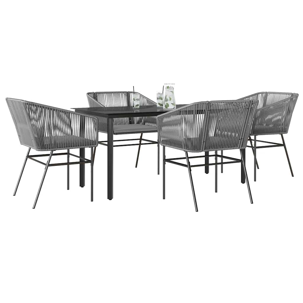 5-delige Tuinset met kussens poly rattan glas grijs is nu te koop bij PeponiXL, paradijselijk wonen!