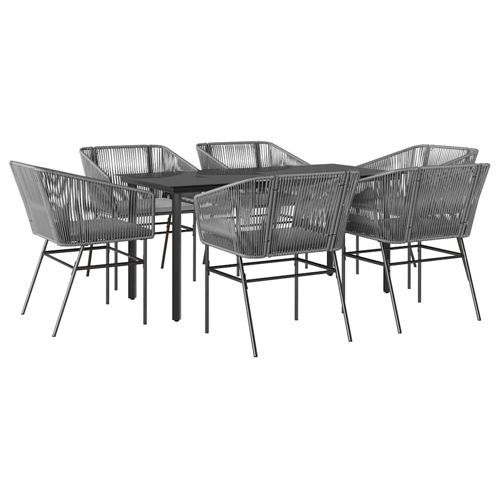 7-delige Tuinset met kussens poly rattan glas grijs is nu te koop bij PeponiXL, paradijselijk wonen!