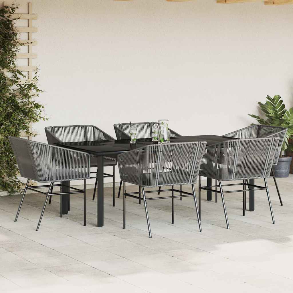 7-delige Tuinset met kussens poly rattan glas grijs is nu te koop bij PeponiXL, paradijselijk wonen!