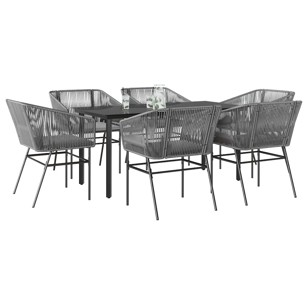 7-delige Tuinset met kussens poly rattan glas grijs is nu te koop bij PeponiXL, paradijselijk wonen!