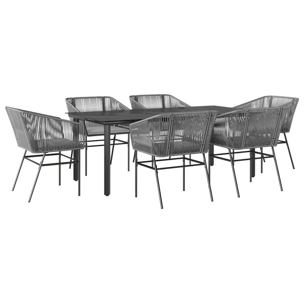 7-delige Tuinset met kussens poly rattan glas grijs is nu te koop bij PeponiXL, paradijselijk wonen!
