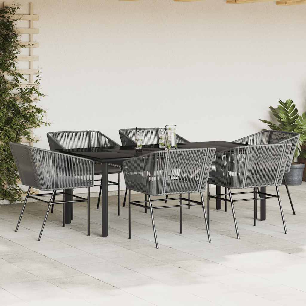 7-delige Tuinset met kussens poly rattan glas grijs is nu te koop bij PeponiXL, paradijselijk wonen!
