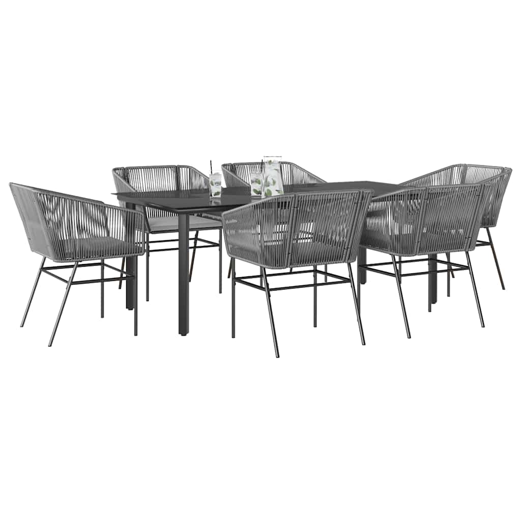 7-delige Tuinset met kussens poly rattan glas grijs is nu te koop bij PeponiXL, paradijselijk wonen!