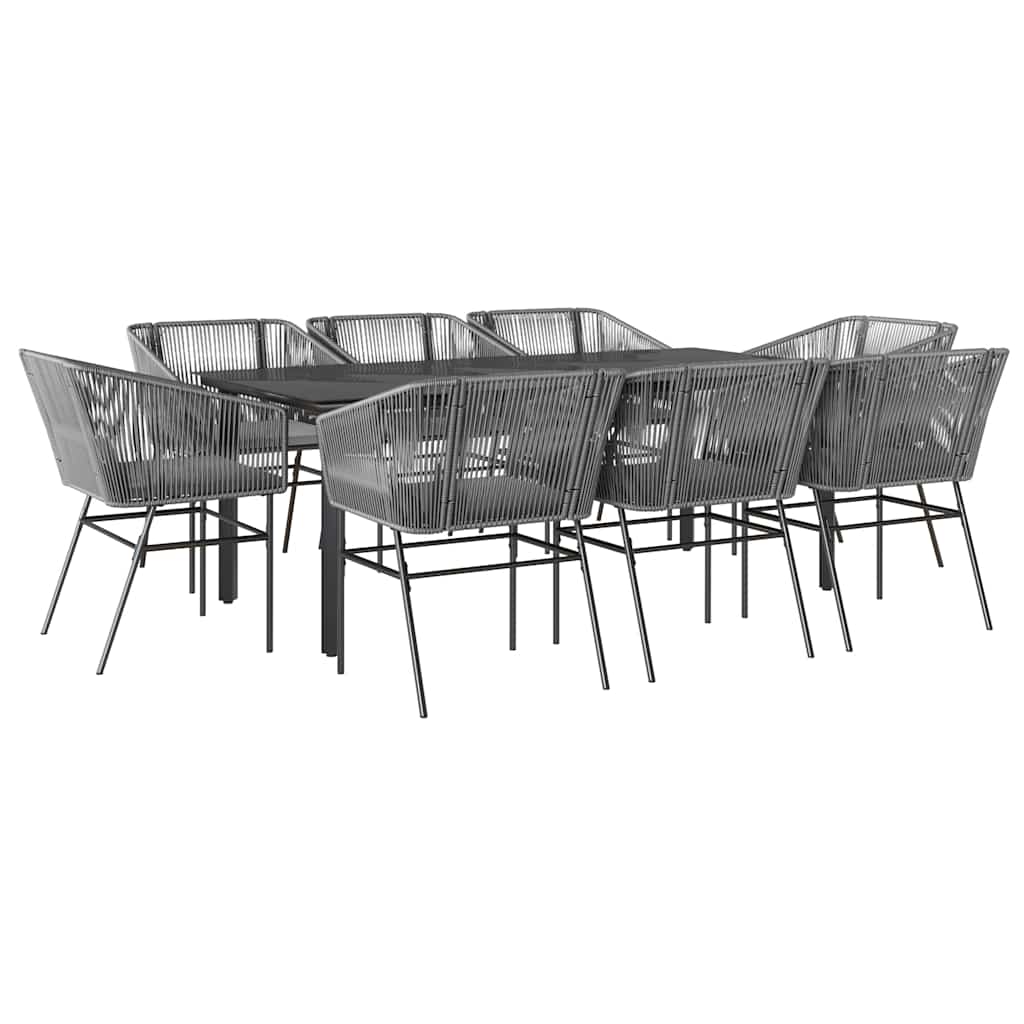 9-delige Tuinset met kussens poly rattan glas grijs is nu te koop bij PeponiXL, paradijselijk wonen!