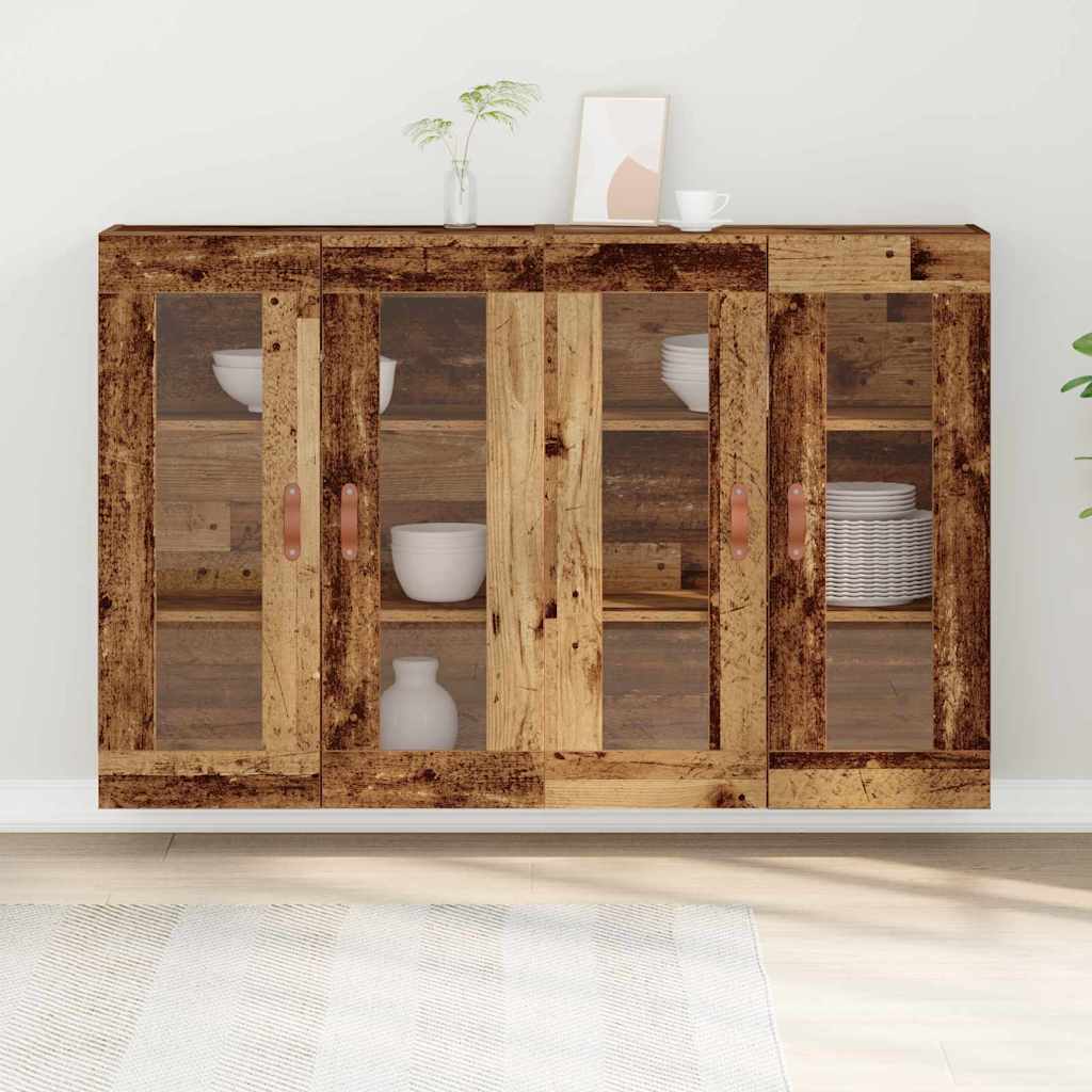Wandkasten 2 pcs Oud Hout 69,5 x 34 x 90 cm Bewerkt hout is nu te koop bij PeponiXL, paradijselijk wonen!