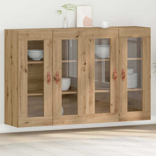 Wandkasten 2 pcs Artisan Eiken 69,5 x 34 x 90 cm Bewerkt hout is nu te koop bij PeponiXL, paradijselijk wonen!