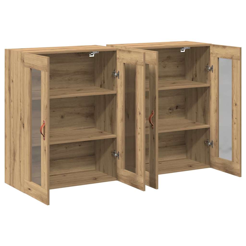Wandkasten 2 pcs Artisan Eiken 69,5 x 34 x 90 cm Bewerkt hout is nu te koop bij PeponiXL, paradijselijk wonen!