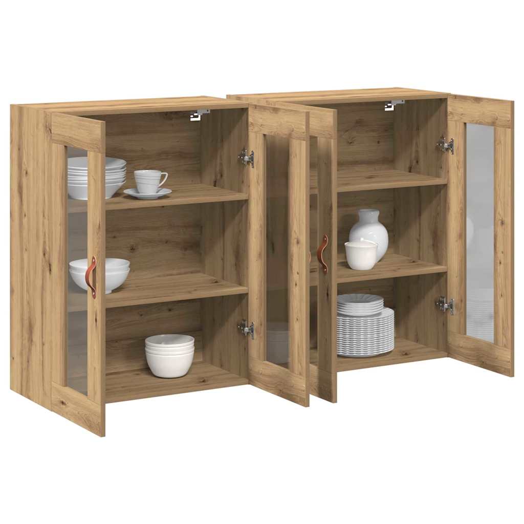 Wandkasten 2 pcs Artisan Eiken 69,5 x 34 x 90 cm Bewerkt hout is nu te koop bij PeponiXL, paradijselijk wonen!