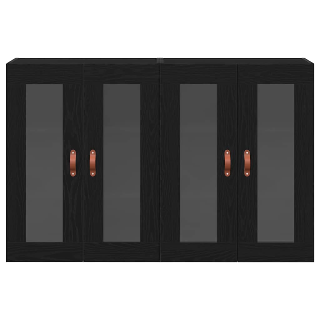 Wandkasten 2 pcs Zwart Eiken 69,5 x 34 x 90 cm Bewerkt hout is nu te koop bij PeponiXL, paradijselijk wonen!