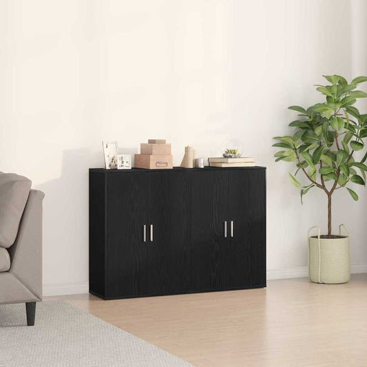 Dressoir 2 pcs Zwart Eiken 60 x 31 x 84 cm Bewerkt hout is nu te koop bij PeponiXL, paradijselijk wonen!