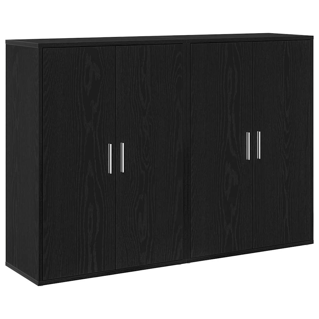 Dressoir 2 pcs Zwart Eiken 60 x 31 x 84 cm Bewerkt hout is nu te koop bij PeponiXL, paradijselijk wonen!