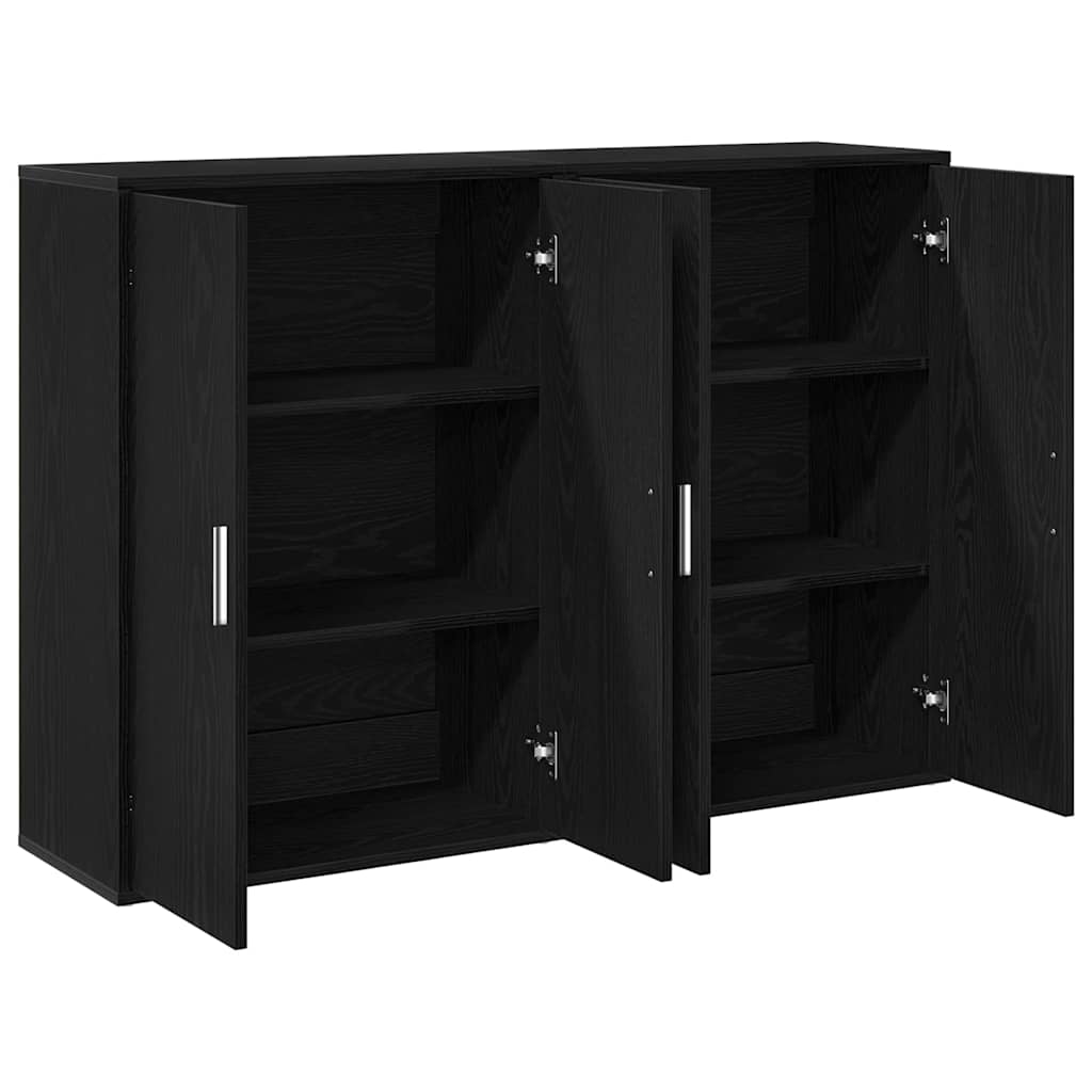 Dressoir 2 pcs Zwart Eiken 60 x 31 x 84 cm Bewerkt hout is nu te koop bij PeponiXL, paradijselijk wonen!