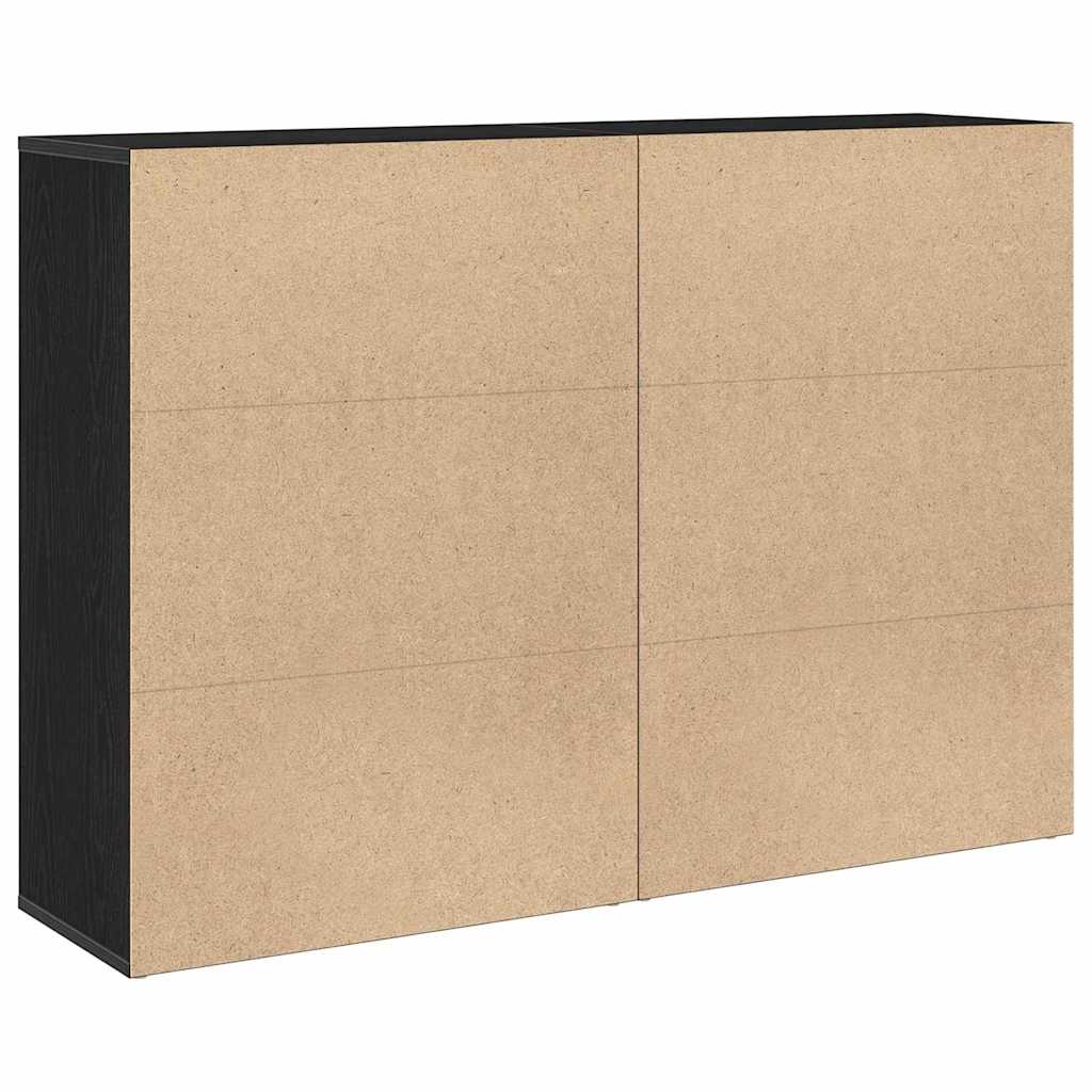 Dressoir 2 pcs Zwart Eiken 60 x 31 x 84 cm Bewerkt hout is nu te koop bij PeponiXL, paradijselijk wonen!