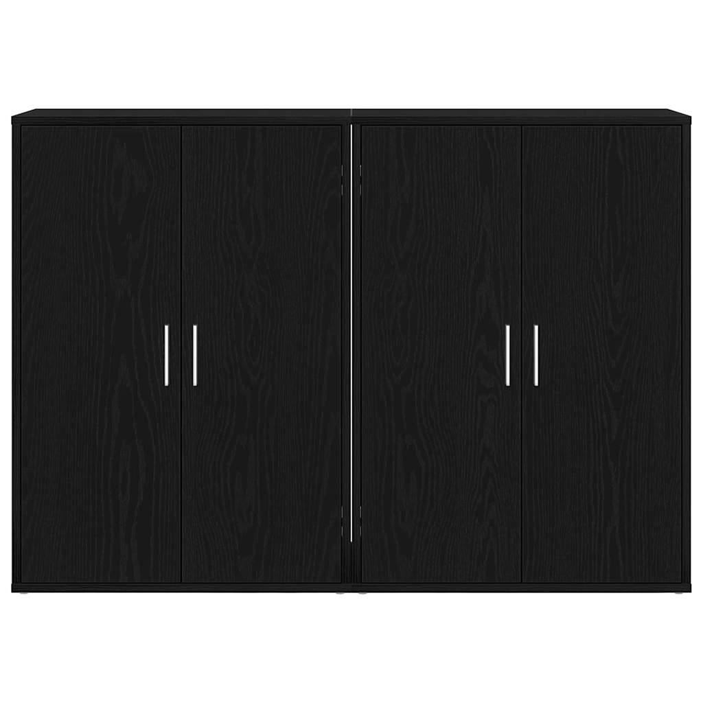 Dressoir 2 pcs Zwart Eiken 60 x 31 x 84 cm Bewerkt hout is nu te koop bij PeponiXL, paradijselijk wonen!