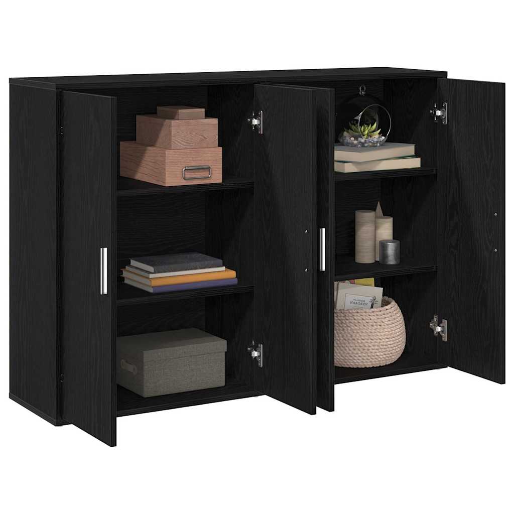 Dressoir 2 pcs Zwart Eiken 60 x 31 x 84 cm Bewerkt hout is nu te koop bij PeponiXL, paradijselijk wonen!