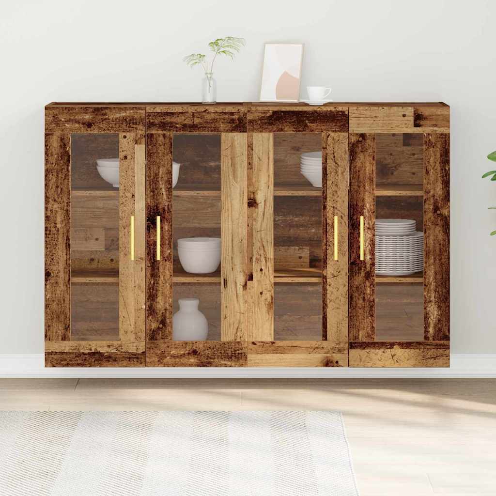 Wandkasten 2 pcs Oud Hout 69,5 x 34 x 90 cm Bewerkt hout is nu te koop bij PeponiXL, paradijselijk wonen!