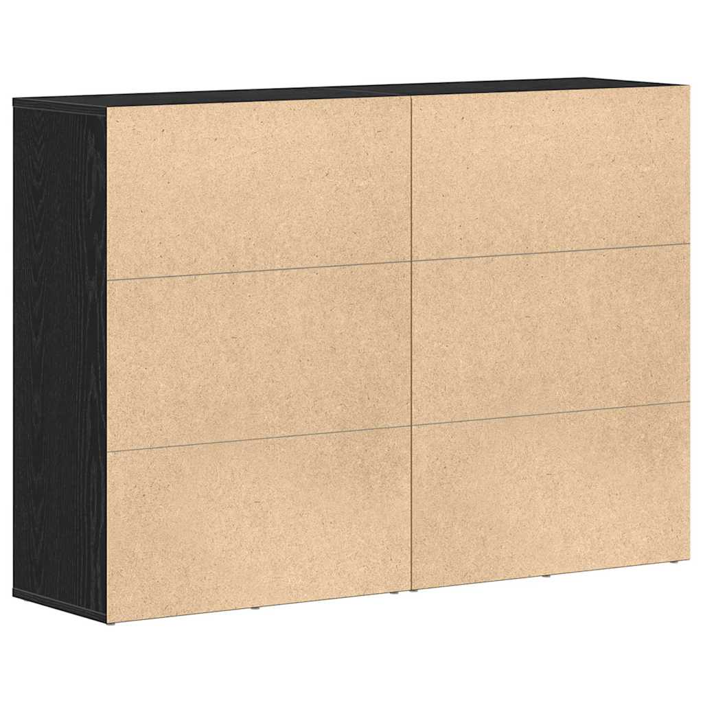Dressoir 2 pcs Zwart Eiken 60 x 31 x 84 cm Bewerkt hout is nu te koop bij PeponiXL, paradijselijk wonen!