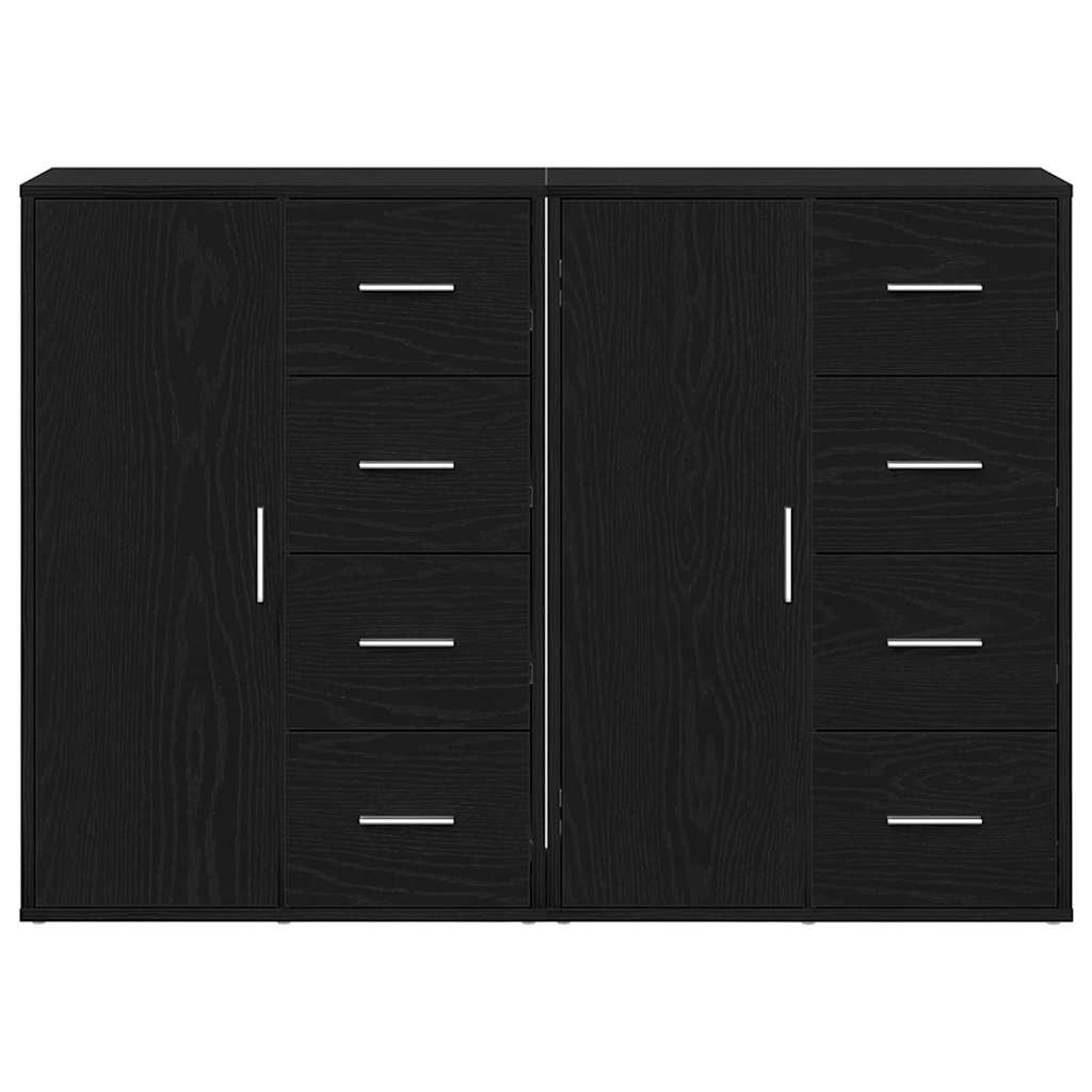 Dressoir 2 pcs Zwart Eiken 60 x 31 x 84 cm Bewerkt hout is nu te koop bij PeponiXL, paradijselijk wonen!