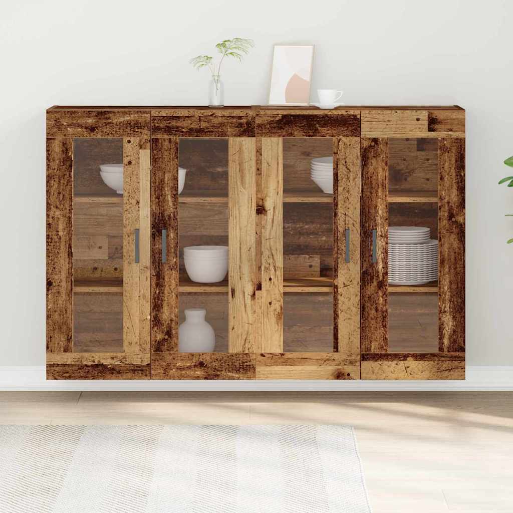 Wandkasten 2 pcs Oud Hout 69,5 x 34 x 90 cm Bewerkt hout is nu te koop bij PeponiXL, paradijselijk wonen!
