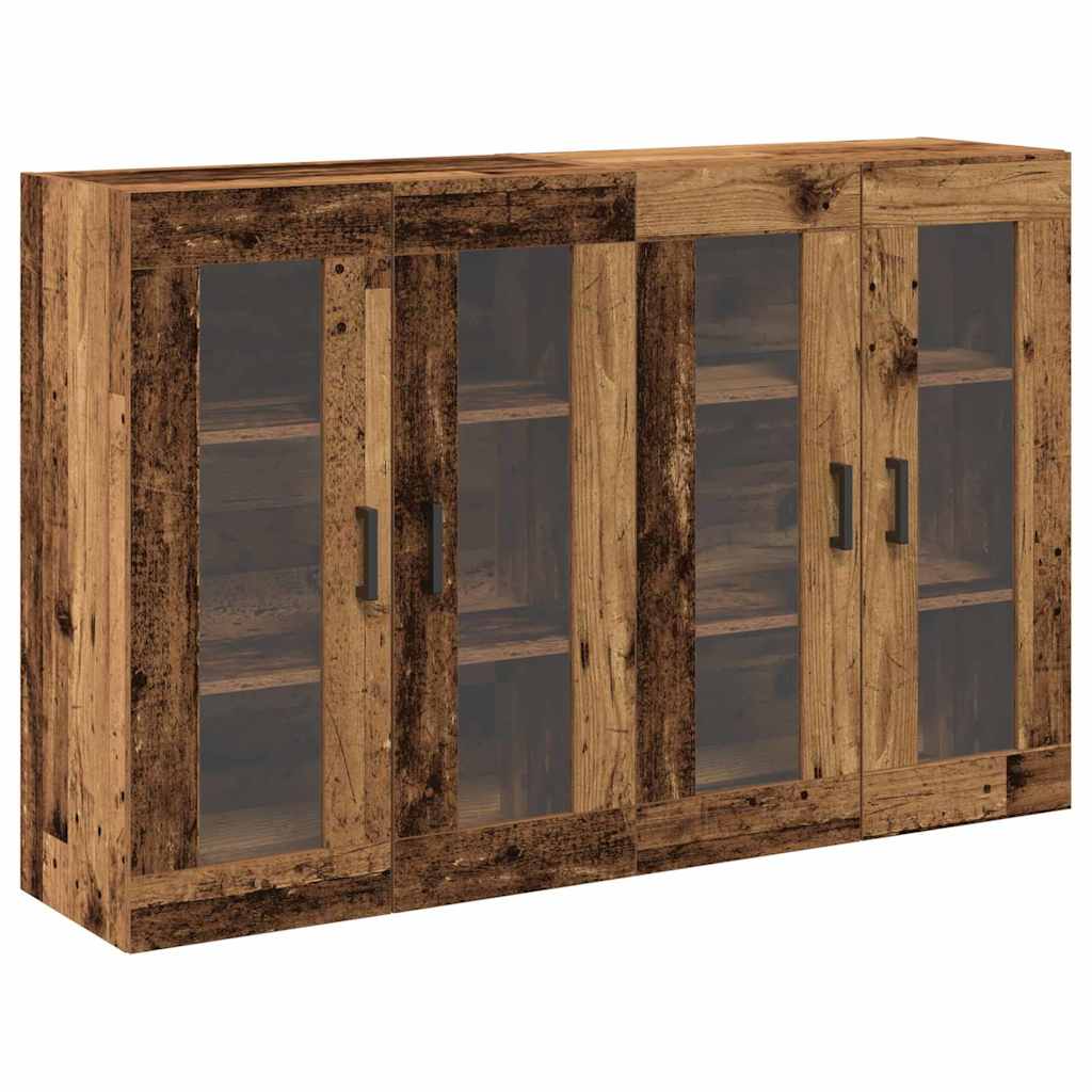 Wandkasten 2 pcs Oud Hout 69,5 x 34 x 90 cm Bewerkt hout is nu te koop bij PeponiXL, paradijselijk wonen!