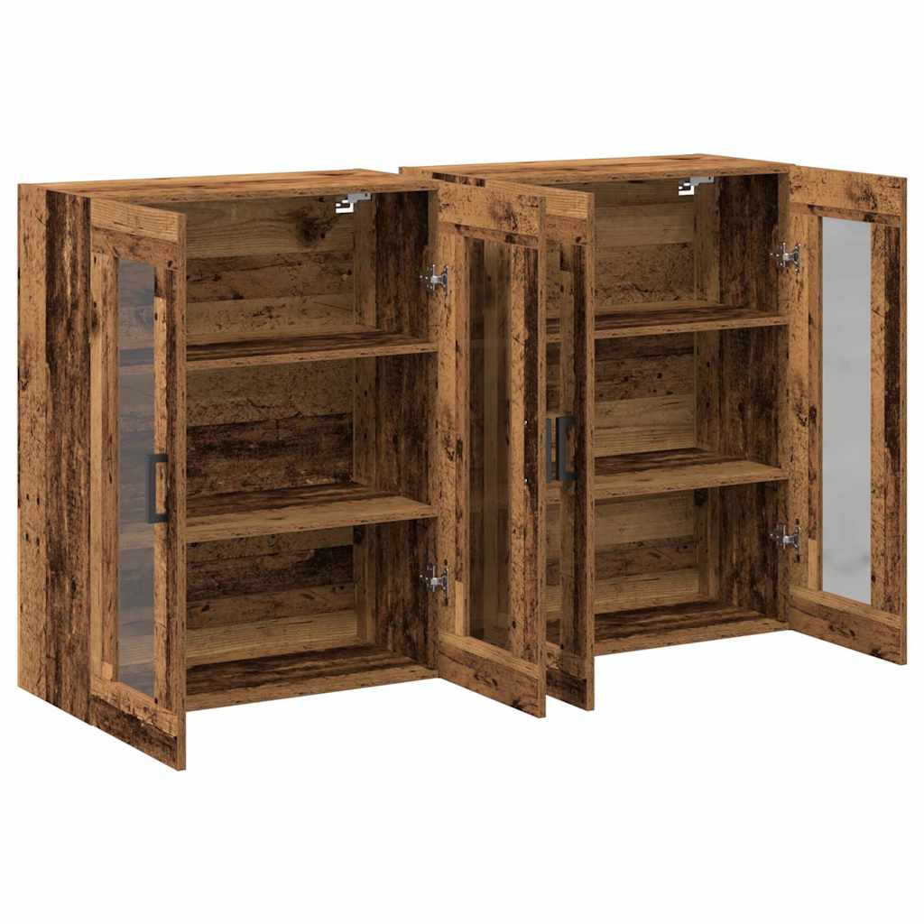 Wandkasten 2 pcs Oud Hout 69,5 x 34 x 90 cm Bewerkt hout is nu te koop bij PeponiXL, paradijselijk wonen!