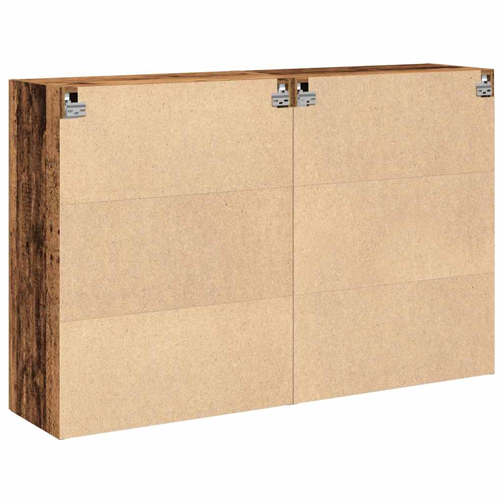 Wandkasten 2 pcs Oud Hout 69,5 x 34 x 90 cm Bewerkt hout is nu te koop bij PeponiXL, paradijselijk wonen!