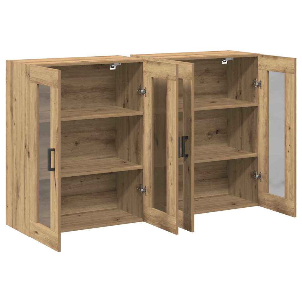 Wandkasten 2 pcs Artisan Eiken 69,5 x 34 x 90 cm Bewerkt hout is nu te koop bij PeponiXL, paradijselijk wonen!