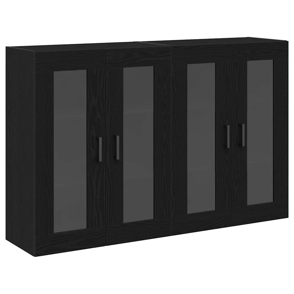 Wandkasten 2 pcs Zwart Eiken 69,5 x 34 x 90 cm Bewerkt hout is nu te koop bij PeponiXL, paradijselijk wonen!