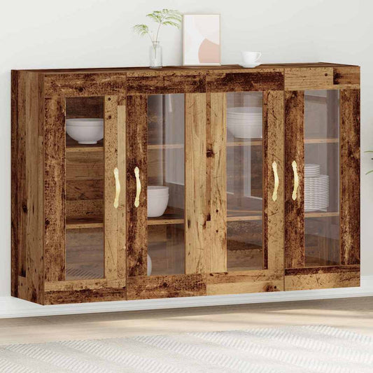 Wandkasten 2 pcs Oud Hout 69,5 x 34 x 90 cm Bewerkt hout is nu te koop bij PeponiXL, paradijselijk wonen!