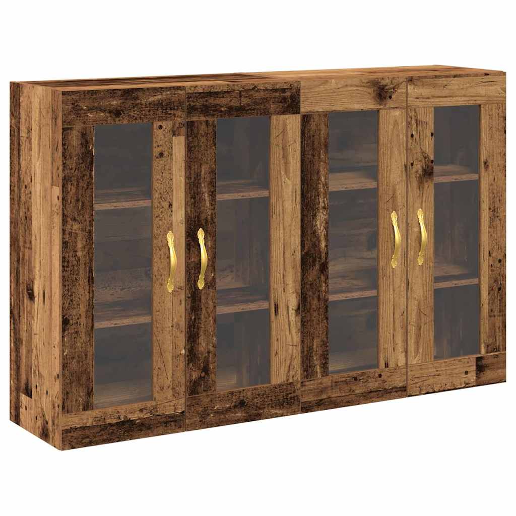 Wandkasten 2 pcs Oud Hout 69,5 x 34 x 90 cm Bewerkt hout is nu te koop bij PeponiXL, paradijselijk wonen!