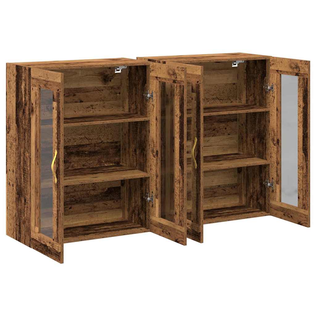 Wandkasten 2 pcs Oud Hout 69,5 x 34 x 90 cm Bewerkt hout is nu te koop bij PeponiXL, paradijselijk wonen!