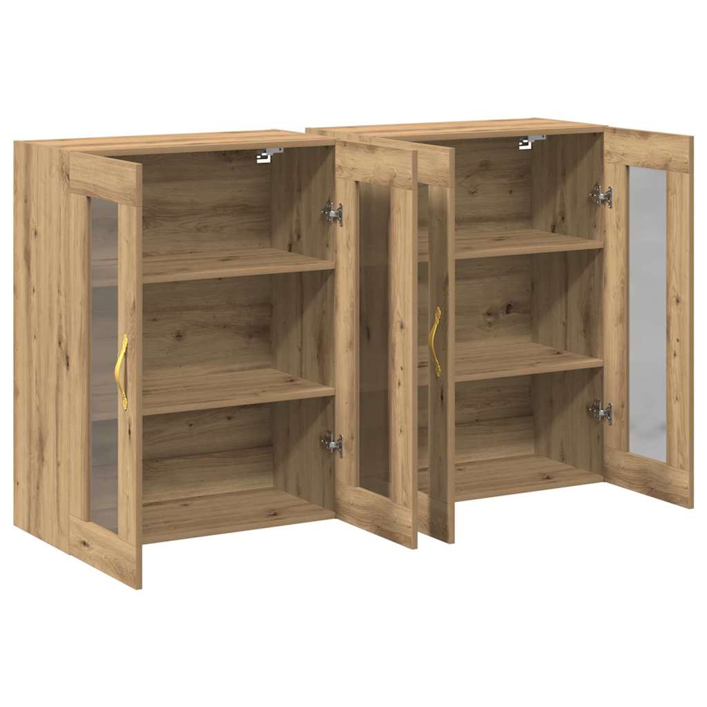 Wandkasten 2 pcs Artisan Eiken 69,5 x 34 x 90 cm Bewerkt hout is nu te koop bij PeponiXL, paradijselijk wonen!