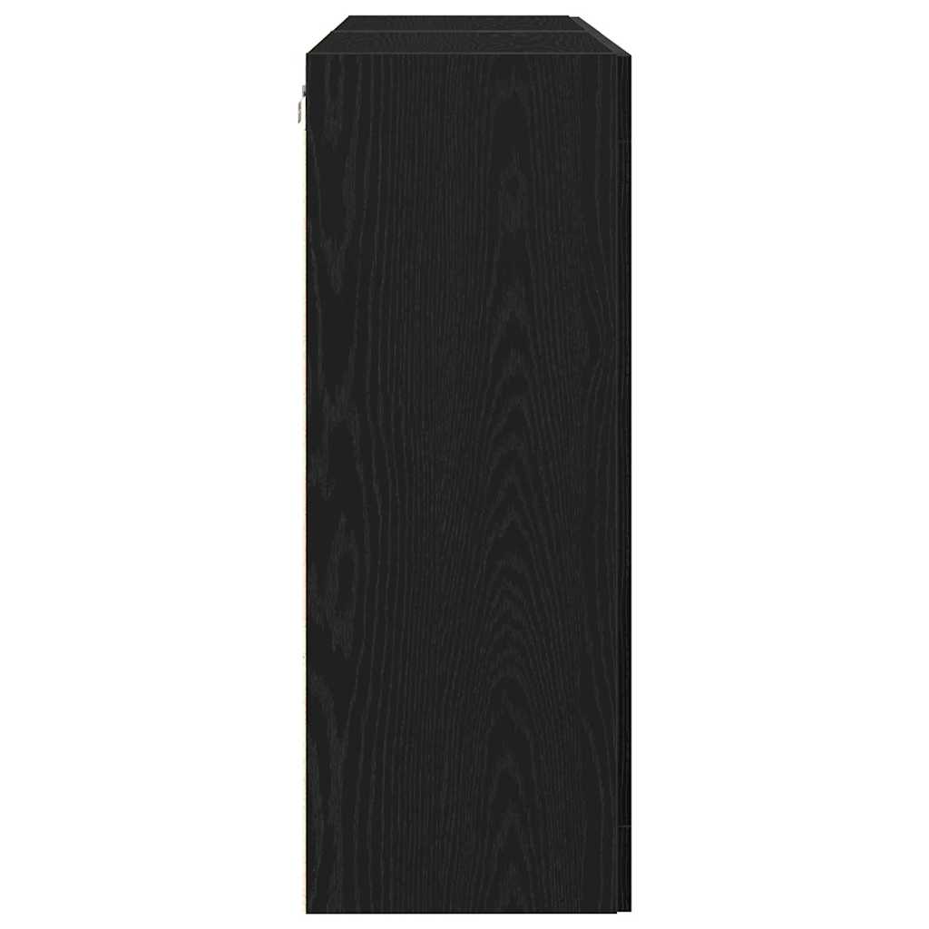 Wandkasten 2 pcs Zwart Eiken 69,5 x 34 x 90 cm Bewerkt hout is nu te koop bij PeponiXL, paradijselijk wonen!