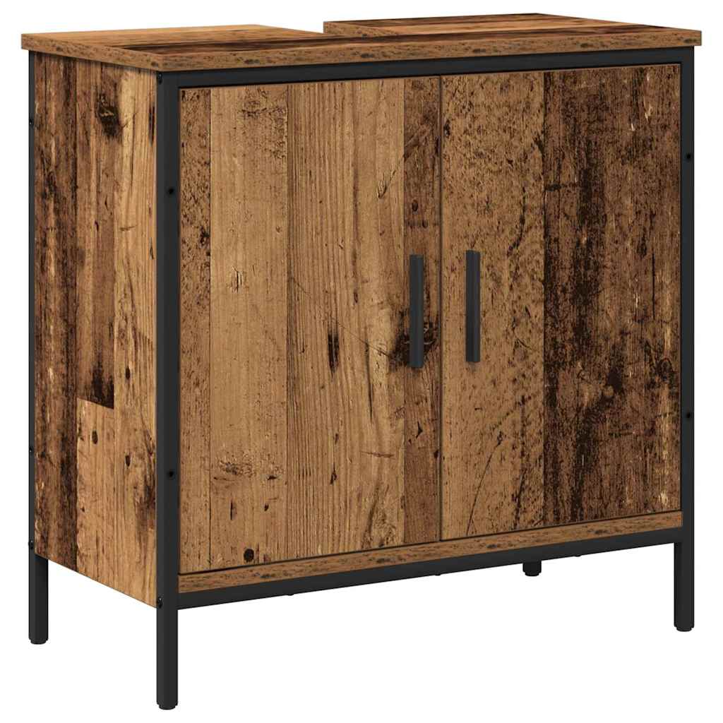 Badkamermeubelset met plank met opslag 2 pcs Bruin Bewerkt hout is nu te koop bij PeponiXL, paradijselijk wonen!