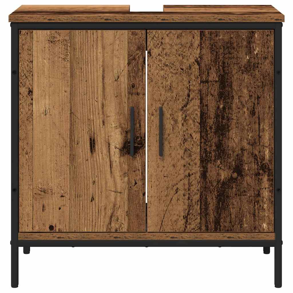 Badkamermeubelset met plank met opslag 2 pcs Bruin Bewerkt hout is nu te koop bij PeponiXL, paradijselijk wonen!