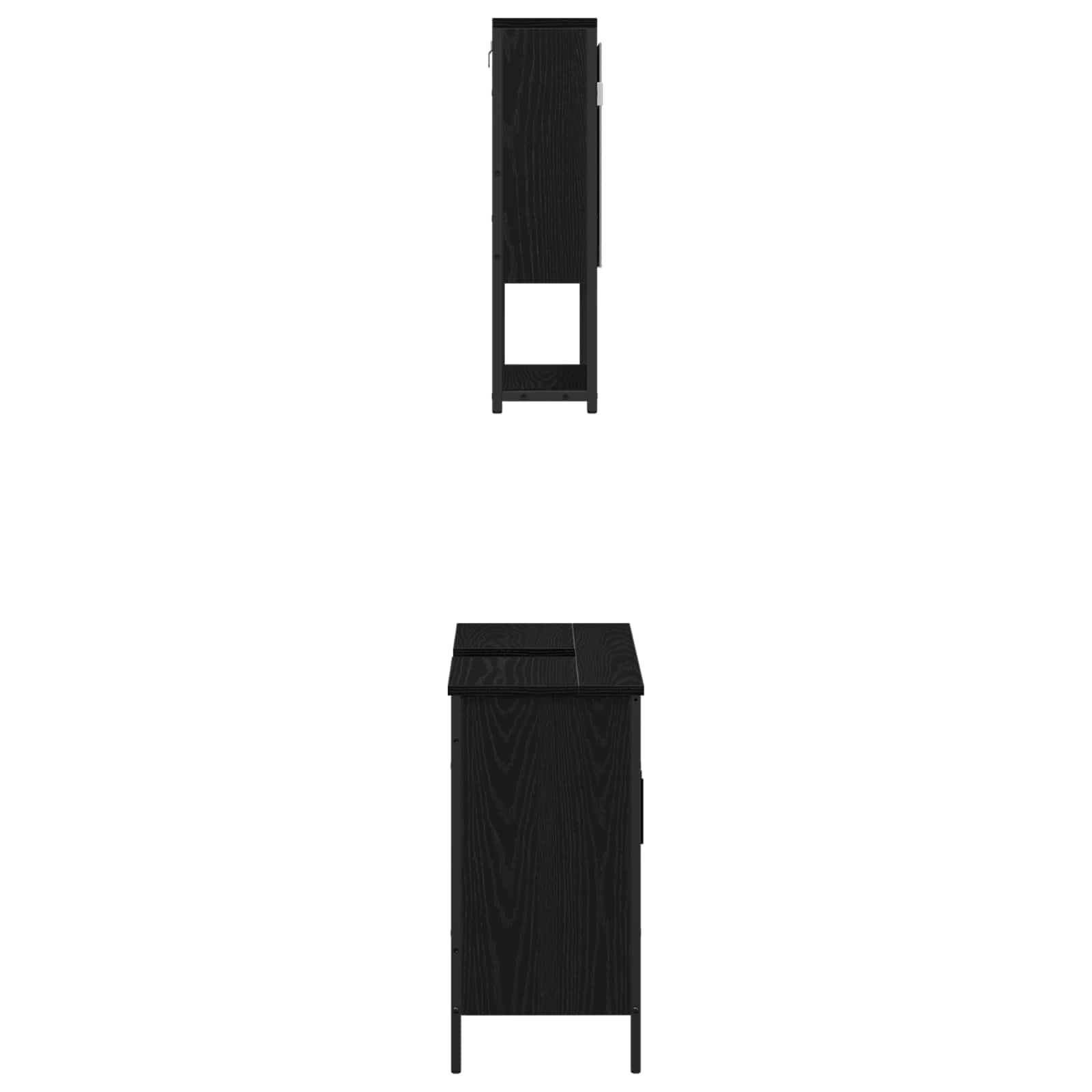 Badkamermeubelset met plank met opslag 2 pcs Zwart Bewerkt hout is nu te koop bij PeponiXL, paradijselijk wonen!