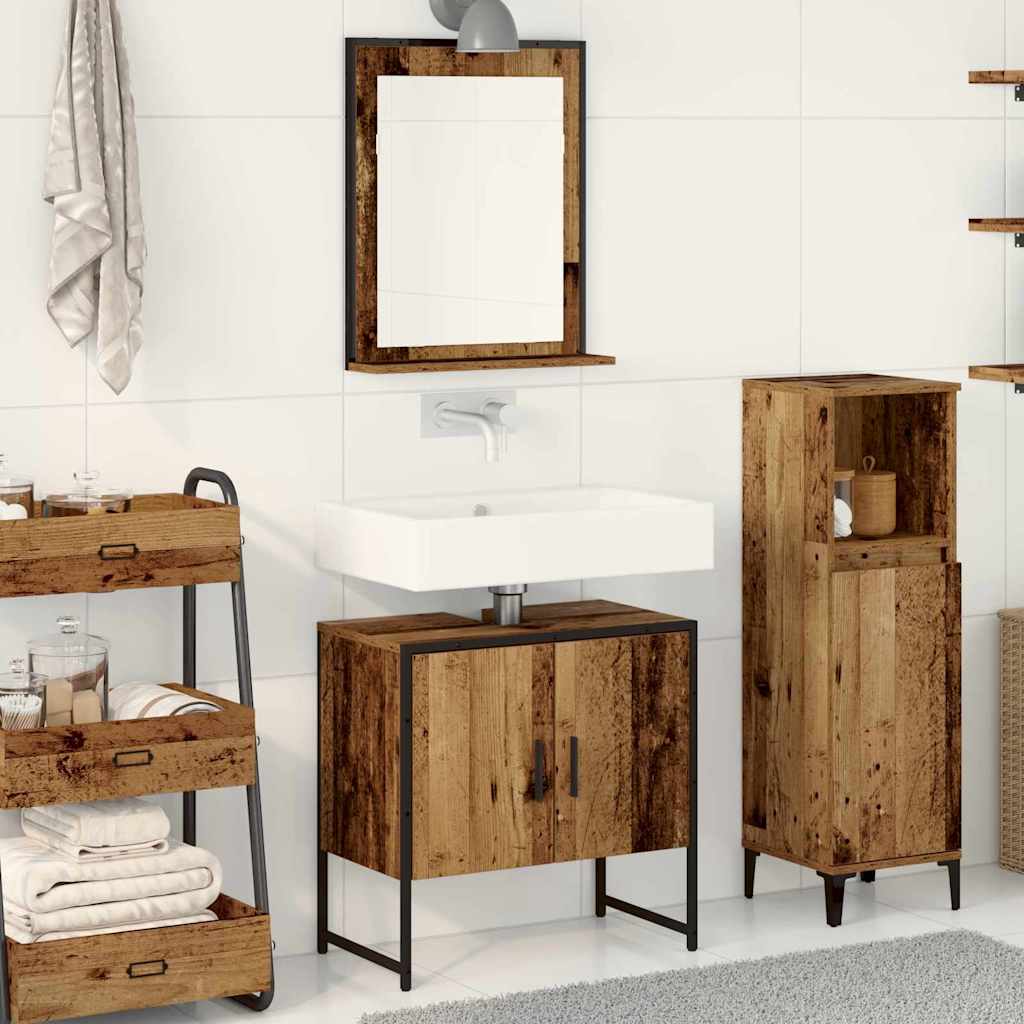 Badkamermeubelset Wandgemonteerd 2 pcs Bruin Bewerkt hout is nu te koop bij PeponiXL, paradijselijk wonen!