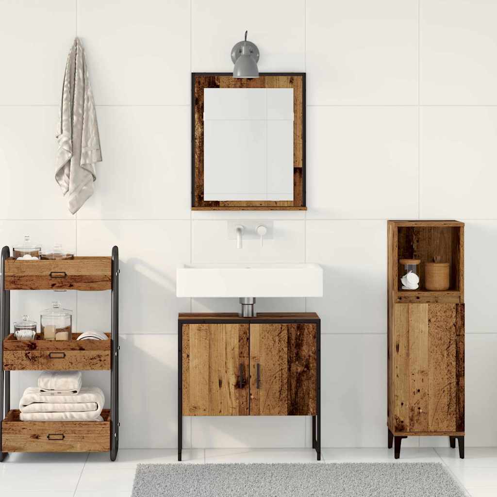 Badkamermeubelset Wandgemonteerd 2 pcs Bruin Bewerkt hout is nu te koop bij PeponiXL, paradijselijk wonen!