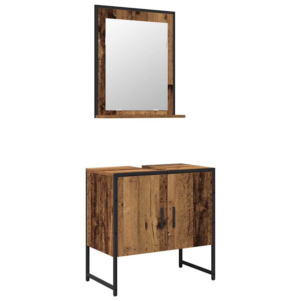 Badkamermeubelset Wandgemonteerd 2 pcs Bruin Bewerkt hout is nu te koop bij PeponiXL, paradijselijk wonen!