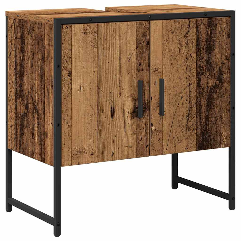 Badkamermeubelset Wandgemonteerd 2 pcs Bruin Bewerkt hout is nu te koop bij PeponiXL, paradijselijk wonen!