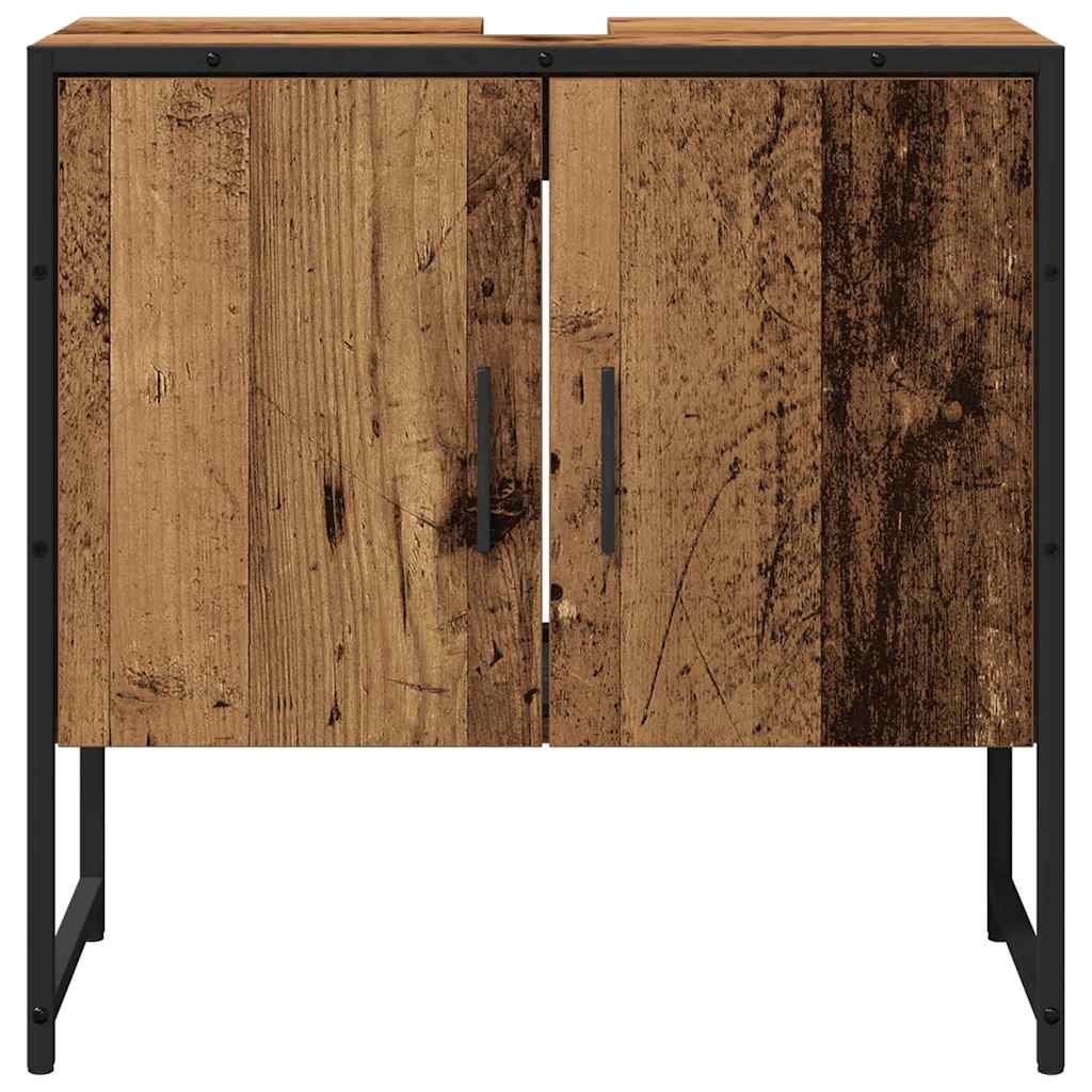 Badkamermeubelset Wandgemonteerd 2 pcs Bruin Bewerkt hout is nu te koop bij PeponiXL, paradijselijk wonen!
