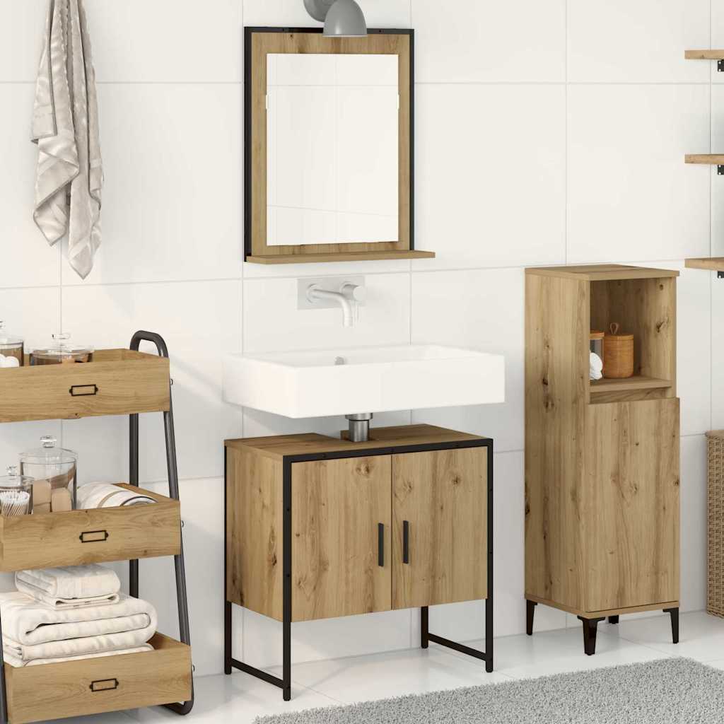 Badkamermeubelset Wandgemonteerd 2 pcs Bruin Bewerkt hout is nu te koop bij PeponiXL, paradijselijk wonen!