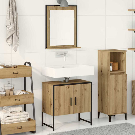 Badkamermeubelset Wandgemonteerd 2 pcs Bruin Bewerkt hout is nu te koop bij PeponiXL, paradijselijk wonen!